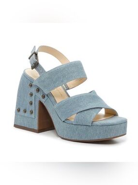 JESSICA Simpson BNWOT "Nellenie" Block Heel Blue Jean Women New Studded